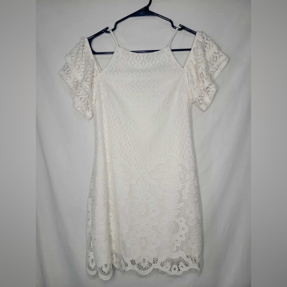 Speechless Cold Shoulder White Lace Dress Size Medium